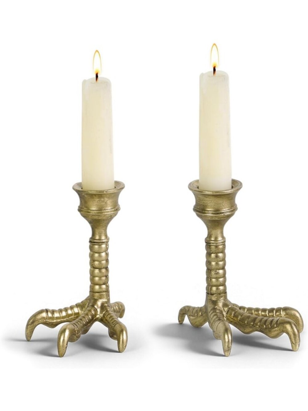 Elegant Gold Claw Foot Taper Candle Holders - Set of 2, Gothic Home Decor